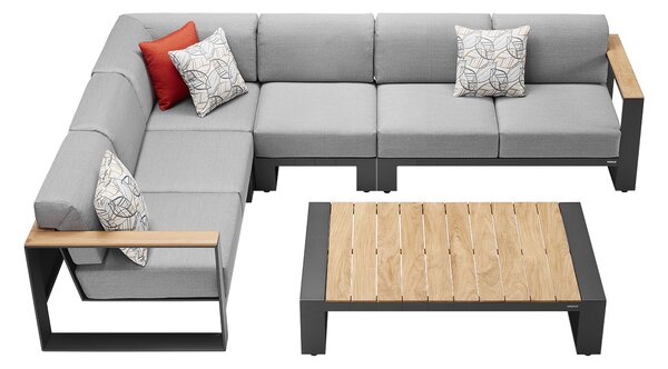 Zahradní 5 místná rohová sedací souprava CAMBUSA BLACK Exteriér | Zahradní sedací sestavy