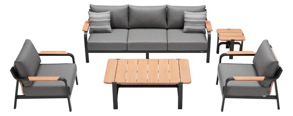 Zahradní 5 místná sedací souprava VISCONTI BLACK GREY Exteriér | Zahradní sedací sestavy