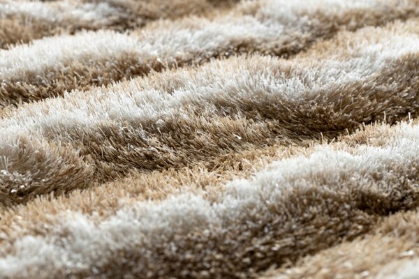 Makro Abra Kusový shaggy koberec FLIM 010-B1 Geometrický vzor béžový Rozměr: 80x150 cm