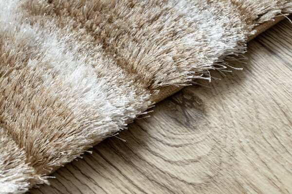 Makro Abra Kusový shaggy koberec FLIM 010-B1 Geometrický vzor béžový Rozměr: 80x150 cm