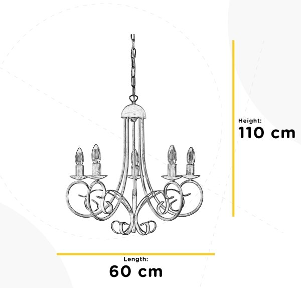 ONLI - Lustr na řetězu POMPEI 5xE14/6W/230V krémová