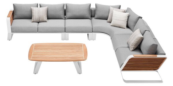Zahradní 5 místná rohová sedací souprava WING WHITE GREY Exteriér | Zahradní sedací sestavy