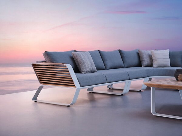 Zahradní 5 místná rohová sedací souprava WING WHITE GREY Exteriér | Zahradní sedací sestavy
