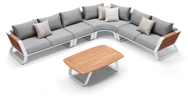 Zahradní 5 místná rohová sedací souprava WING WHITE GREY Exteriér | Zahradní sedací sestavy