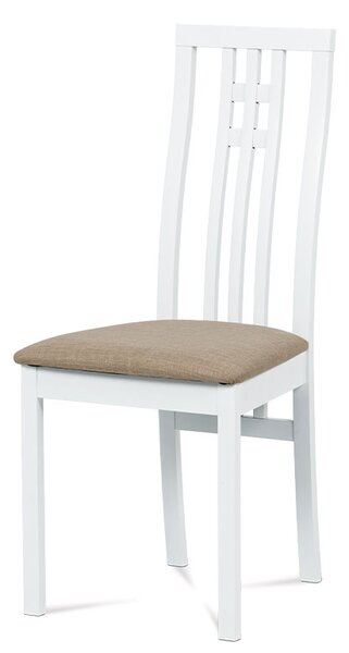 Jídelní dřevěná židle GRIGLIA – masiv buk, bílá, béžový potah