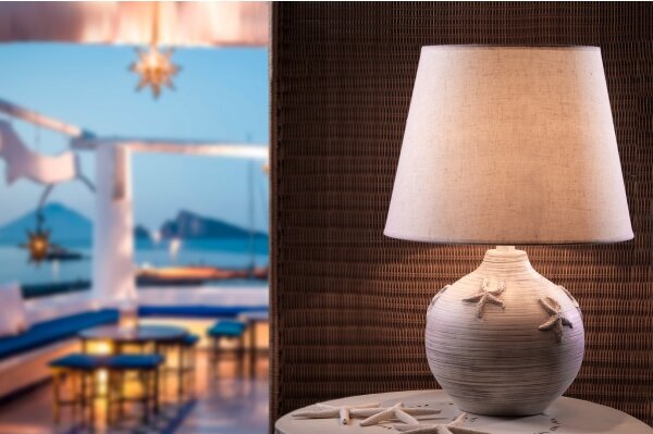 ONLI - Stolní lampa MARINA 1xE27/22W/230V béžová/ bílá 60 cm