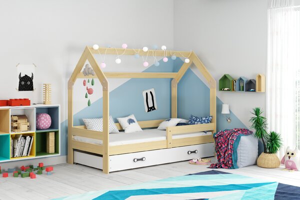 BMS Group Dětská postel domeček s úložným prostorem 160x80 borovice