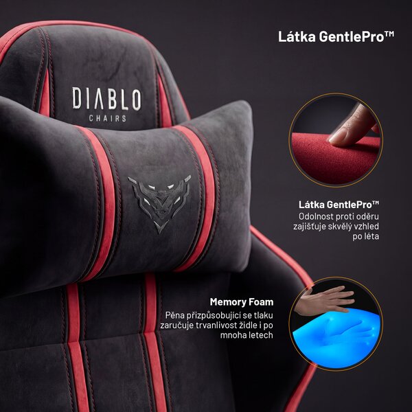 Látková herní židle černo-červená Diablo X-One 2.0 Bloody Mary Small