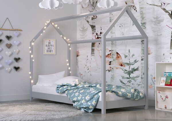 BabyBeds Dětská postel domeček BELLA šedá Velikost postele: 200x90 cm
