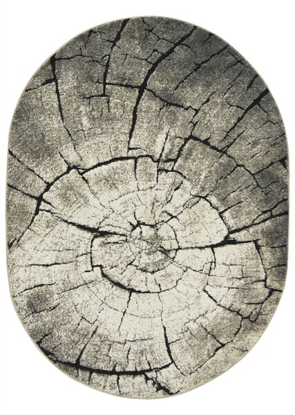 Makro Abra Oválný koberec Amber Loft D562 Pařez stromu krémový béžový Rozměr: 120x170 cm
