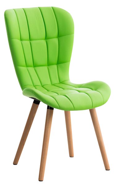 Židle Elda ~ koženka, dřevěné nohy natura - Zelená