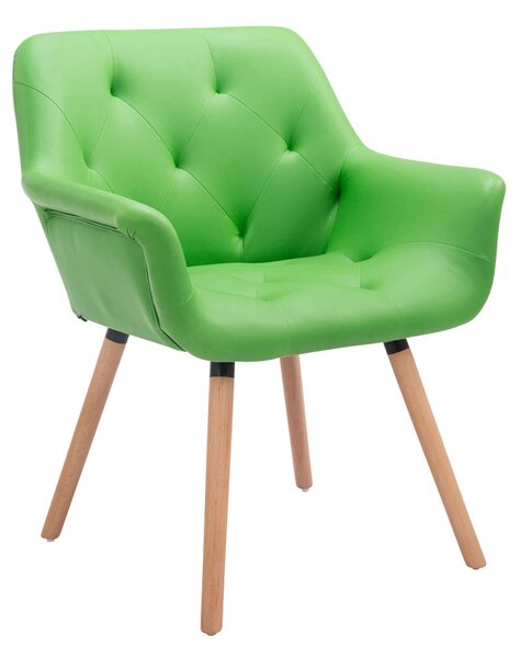 Židle s područkami Cass, nohy natura - Zelená