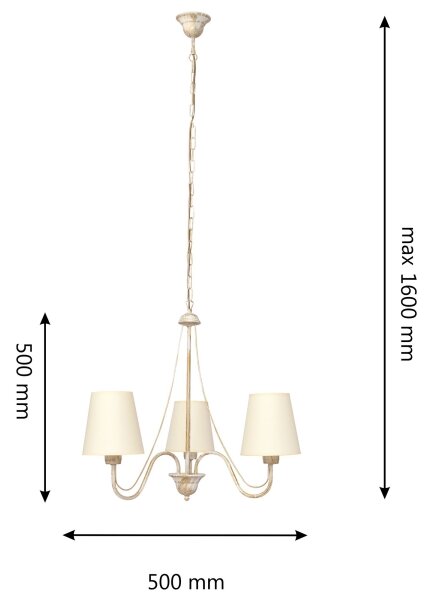 Lustr na řetězu MALBO 3xE27/15W/230V béžová