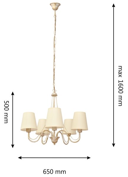 Lustr na řetězu MALBO 5xE27/15W/230V béžová