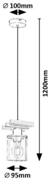 Rabalux 72081 - Lustr na tyči NIYLAH 1xE27/25W/230V