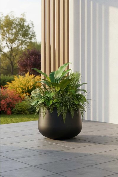Květináč GIRAR, sklolaminát, výška 27 cm, antracit