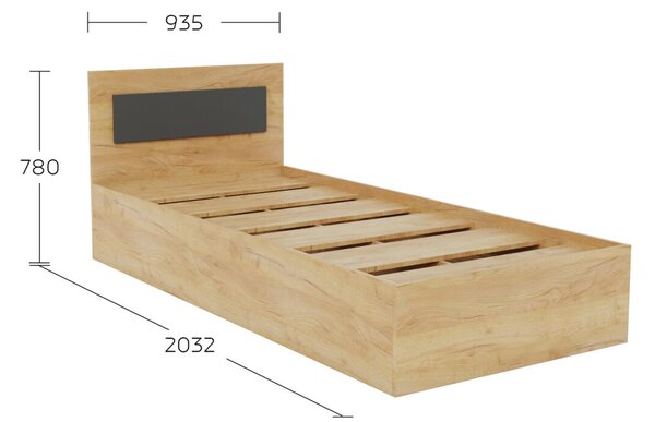 Jednolůžková postel 90x200 dub kraft zlatý / šedý grafit Viva