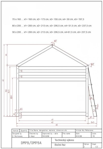 Adeko Patrová postel domeček Mila DMPB Velikost postele: 190x80 cm