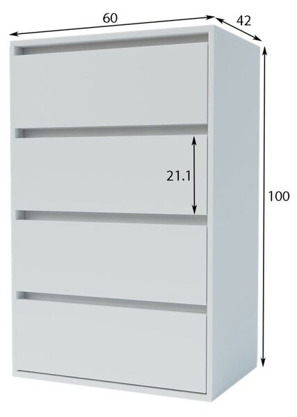 Komoda se 4 zásuvkami Idea K 60 cm Nymphaea alba