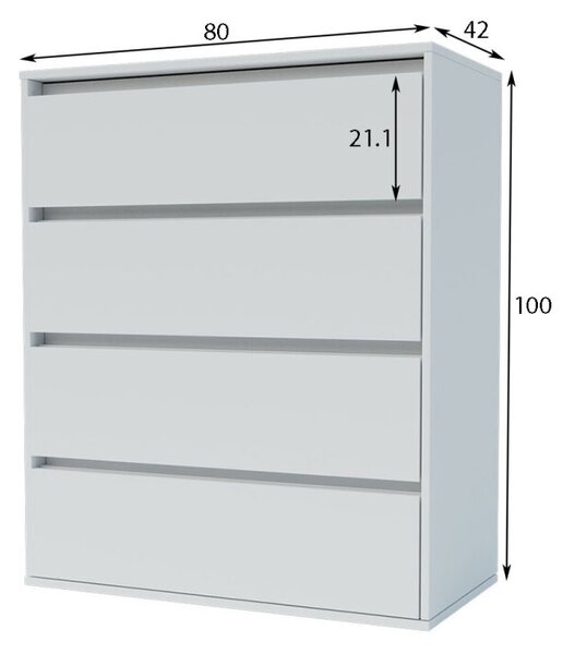 Komoda se 4 zásuvkami Idea K 80 cm Nymphaea alba