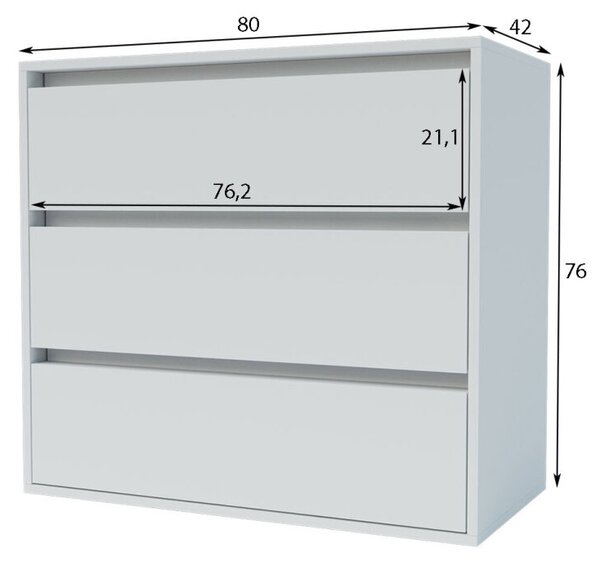 Komoda se 3 zásuvkami Idea K 80 cm Nymphaea alba