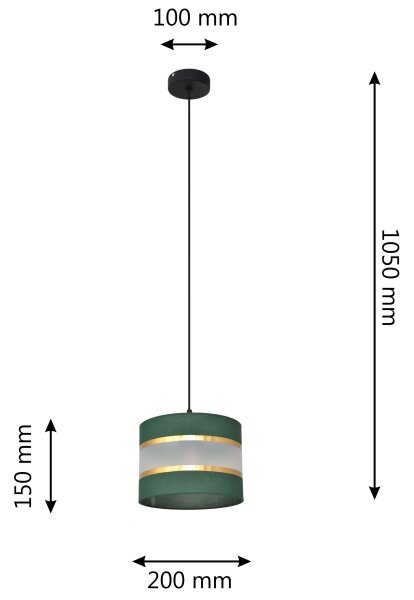 Lustr na lanku HELEN 1xE27/15W/230V pr. 20 cm zelená/zlatá
