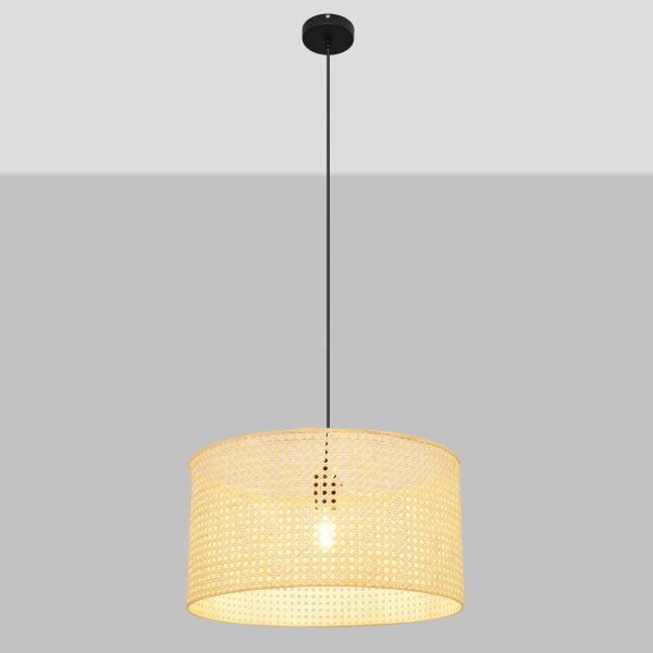 Lustr na lanku ALBA 1xE27/15W/230V pr. 45 cm ratan/černá