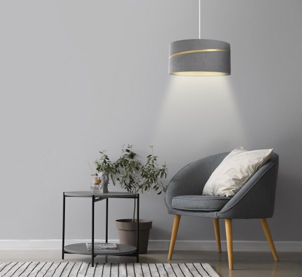 Lustr na lanku SWING 1xE27/60W/230V šedá/zlatá