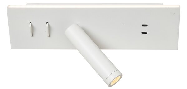 Sada 2 moderních nástěnných svítidel bílá nastavitelná s USB-C vč. LED - Modric