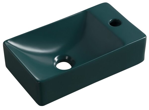 Sapho Sapho, MARGITHA keramické umyvadlo 38x22cm, otvor pro baterii vpravo, petrolejová, MGT38220