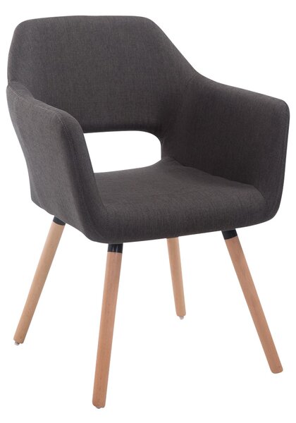 Jídelní židle Auckland látka, dřevěné nohy natura - Tmavě šedá