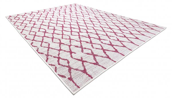 Balta Kusový koberec Sisalový SION 22129 tkaný na plocho geometrický ecru fialový Rozměr: 120x170 cm