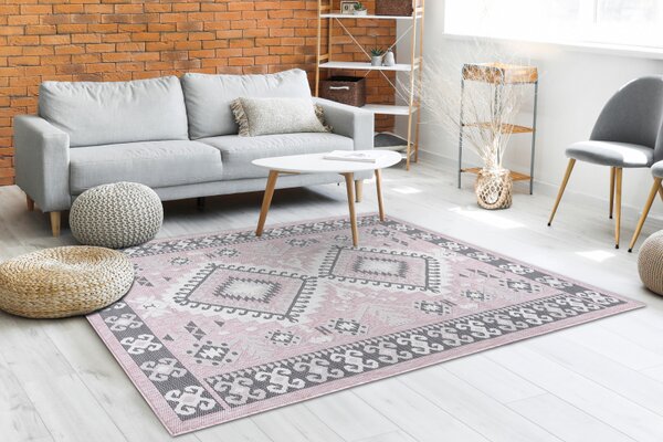 Balta Kusový koberec Sisalový SION 3007 tkaný na plocho růžový ecru Rozměr: 80x150 cm