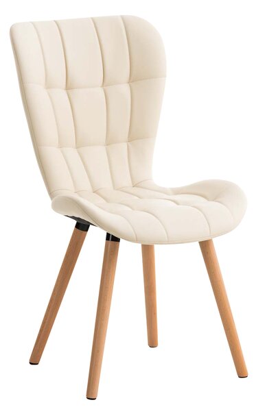 Židle Elda ~ koženka, dřevěné nohy natura - Krémová