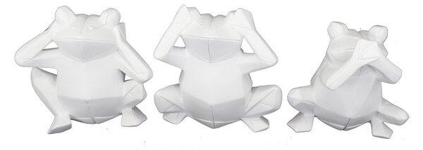 Dekorativní postava DKD Home Decor 18,5 x 13 x 17,8 cm Bílý Žába (3 kusů)