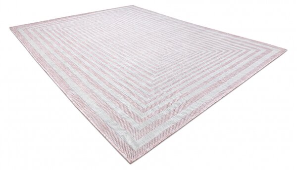 Balta Kusový koberec Sisalový SION 22376 tkaný na plocho geometrický růžový ecru Rozměr: 80x150 cm