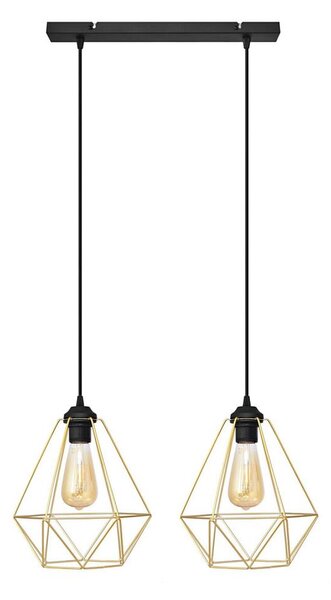 Lustr na lanku KARO 2xE27/15W/230V zlatá/černá