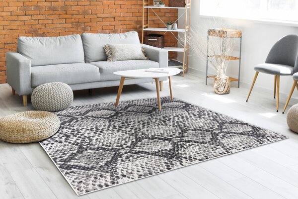 Makro Abra Kusový koberec Sisalový SION 22162 tkaný na plocho hadí kůže ecru černý Rozměr: 80x150 cm