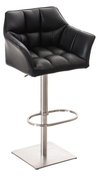 Barová židle Damas E1 ~ koženka, nerezový rám - Černá