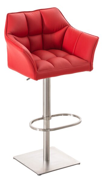 Barová židle Damas E1 ~ koženka, nerezový rám - Červená