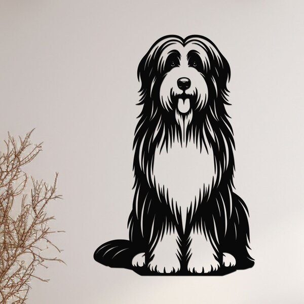Dřevěný obraz Bearded Collie | Rozměry (cm): 31x40 | Zvolte barvu dekoru: Buk