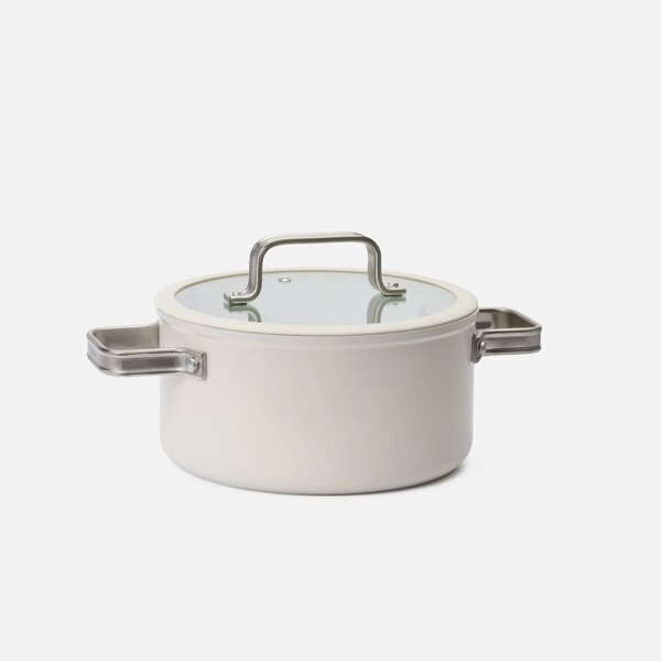 Fabini Hrnec Meda 5.0 Standard, ø 20 cm (2,6 l) - Nepřilnavý hrnec s keramickým povrchem s poklicí, krémový