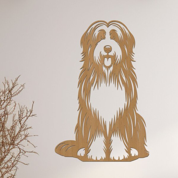 Dřevěný obraz Bearded Collie | Rozměry (cm): 31x40 | Zvolte barvu dekoru: Buk