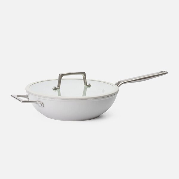 Fabini Wok pánev Meda 5.0 Pro, ø 28 cm - Nepřilnavá pánev s keramickým povrchem s poklicí, světle šedá