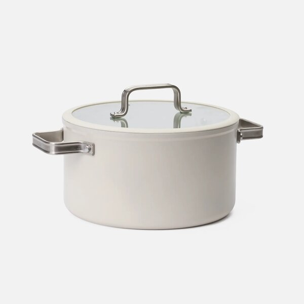 Fabini Kastrol Meda 5.0 Standard, ø 24 cm (5,4 l) - Nepřilnavý kastrol s keramickým povrchem s poklicí, krémový