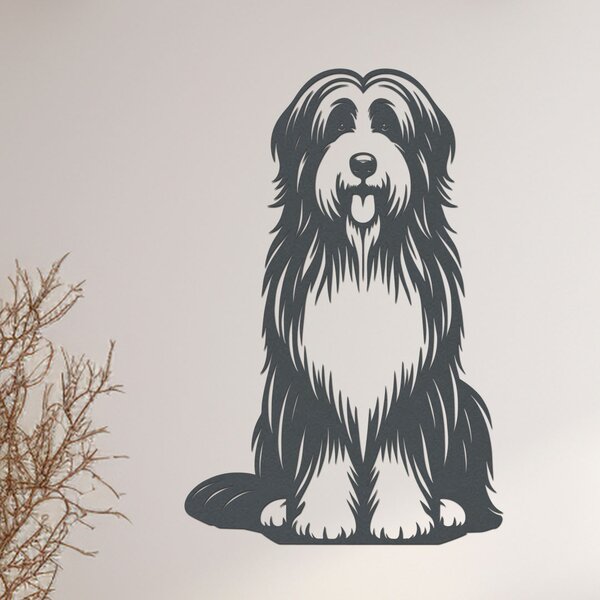 Dřevěný obraz Bearded Collie | Rozměry (cm): 31x40 | Zvolte barvu dekoru: Buk
