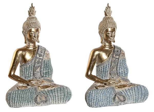 Dekorativní postava DKD Home Decor 23 x 13 x 34 cm Modrý Buddha Tyrkysová Orientální Decapé (2 kusů)