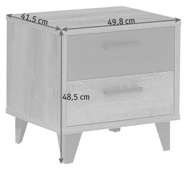 NOČNÍ STOLEK, černá, barvy dubu, 49,8/48,5/41,5 cm Carryhome