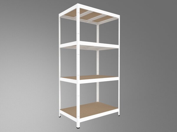 Regál do garáže Biedrax 35 x 75 x 180 cm, bílý, 4 police MDF, nosnost 300 kg na polici