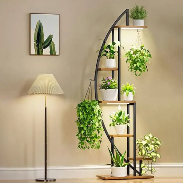 Moonflower™ Stojan Na Rostliny Ve Tvaru Půlměsíce S Osvětlením